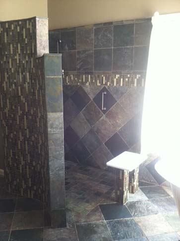 slate walk-in shower